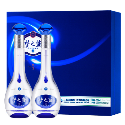 洋河(YangHe) 蓝色经典 梦之蓝M3 52度 500ml*2 礼盒装 浓香型白酒 [团购]