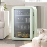 哈士奇(HCK) 单门冰吧家用冷藏饮料药品茶叶保鲜立式冰柜 冰吧SC-130RBA-S 薄荷绿