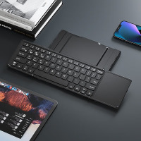 SUXINGAUTO HB318 超薄折叠无线三蓝牙键盘 手机平板ipad电脑苹果小米华为带鼠标触控功能通用键盘 黑色