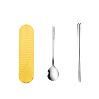 美厨(maxcook)316L不锈钢筷子勺子餐具套装 创意便携式筷勺三件套