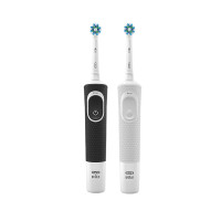 欧乐B(Oral-B)电动牙刷成人充电式旋转式情侣电动牙刷 D100黑/白1刷头