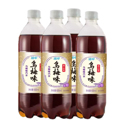 延中 乌梅味汽水600ml * 4瓶装 碳酸饮料汽水饮品 (新老包装交替发货)