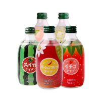 日本进口 友升 五口味汽水体验装(哈蜜瓜、白桃、菠萝、芒果、西瓜 草莓 百香果 随机)300ml*5瓶