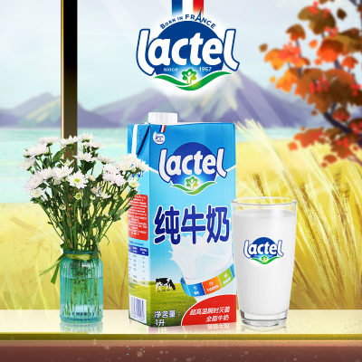 兰特Lactel纯牛奶1L*2盒 法国进口全脂纯牛奶营养早餐奶烘焙奶茶原料 全脂1L*2盒体验装(法国产)