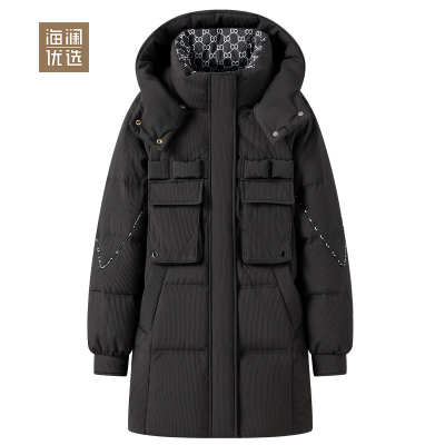 海澜优选中长款羽绒服冬季新款时尚韩版工装外套