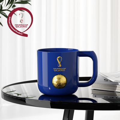 FIFA 2022年卡塔尔世界杯授权商品 金球徽章陶瓷咖啡杯马克杯 黑色