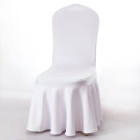 裙摆弹力加厚连体餐椅套 米白