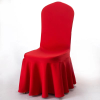 裙摆弹力加厚连体餐椅套 深红