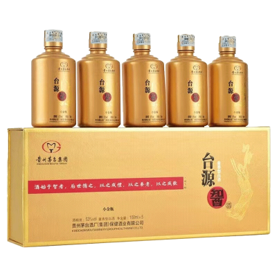 茅台集团保健公司出品 53度酱香型白酒 小金瓶(金色) 100ml*5瓶礼盒装