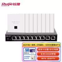 锐捷(Ruijie)无线ap面板套装WiFi6千兆3000M RG-EAP162(E)全屋wifi 8口千兆一体机(升级款)+WIFI6面板AP*8