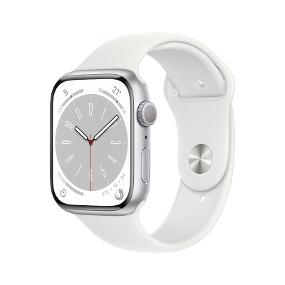 Apple Watch Series 8 智能手表 GPS版 45mm 银色铝金属表壳 运动型表带 学生优惠版