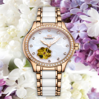 尼诺里拉手表女机械表陶瓷女表玫瑰金防水腕表时尚女士手表11053 单个价