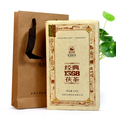 泾渭茯茶经典1368 陕西黑茶伏茶 泾阳茯茶 陕西特产金花茯砖茶 N2016年老茶900克