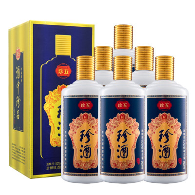 珍酒 珍五 酱香型白酒 53度 500ml*6 整箱装