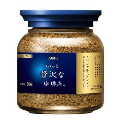 AJINOMOTO/味之素 AGF奢华咖啡店特制混合速溶黑咖啡瓶装80G 金标蓝罐