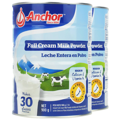 安佳(Anchor) 全脂高钙成人奶粉 900g/罐 2罐装 进口奶粉 学生奶粉 新西兰进口