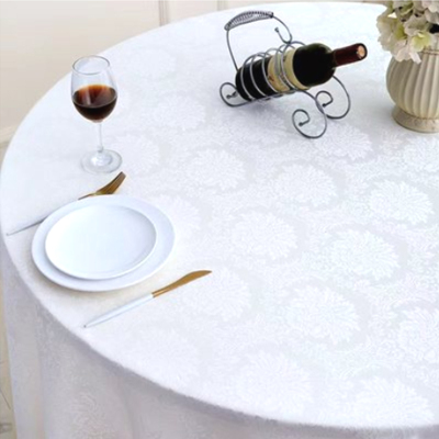 沃灏(WOHAO)桌布适合2.4米圆桌 白色提花