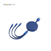 WOPOW沃品 一拖三伸缩充电线快充线1.1米 LC011 蓝色