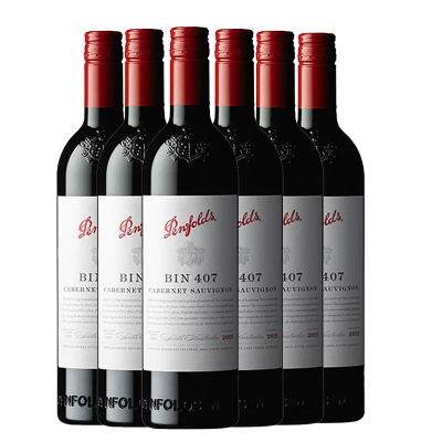 [6瓶]penfolds奔富BIN407赤霞珠红酒葡萄酒2020年750ml(年份随机)