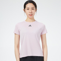 阿迪达斯(adidas)女短袖 23夏新款运动瑜伽服健身训练跑步半袖 H20746/樱花粉