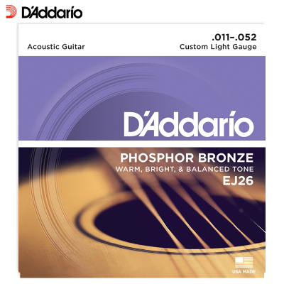 达达里奥(D'Addario)EJ26 美国进口民谣吉他琴弦 碳素钢弦套弦11-52磷铜