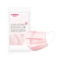 维德 医用外科口罩三层成人一次性灭菌级无菌口罩批发10个/袋 粉色 400袋/箱 一箱