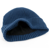 冬地勤针织帽 羊毛针织帽抓绒帽地勤帽加绒毛线帽 藏青色 小号