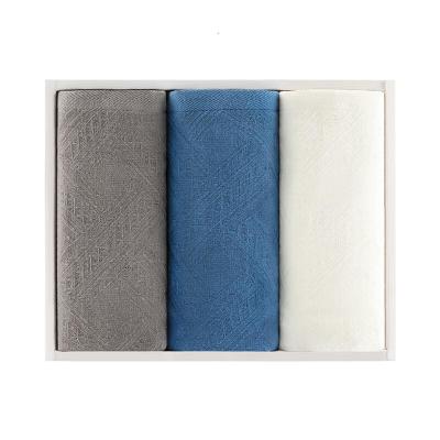 洁丽雅grace长绒棉毛巾三条装 白色+蓝色+灰色33cmx73cm盒装毛巾 洁丽雅 三条装毛巾