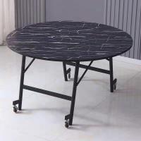 折叠餐桌 黑理石纹1.8米加厚圆桌