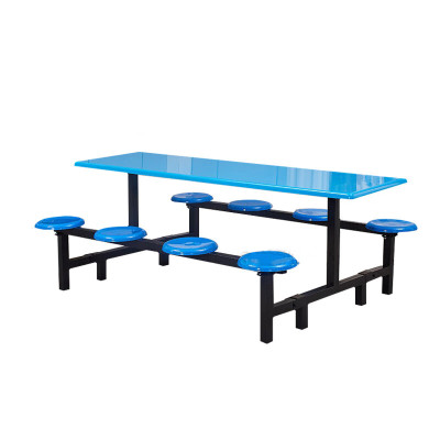 域赢域赢可折叠食堂餐桌椅学校公司饭堂桌子公用连体桌椅八人位玻璃钢桌面