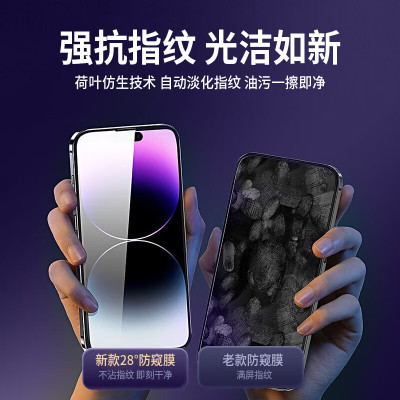 屹讴 苹果15ProMax防窥钢化膜iPhone15/15pro手机膜防偷窥防摔抗指纹隐私保护膜无边全屏覆盖高清玻璃贴膜