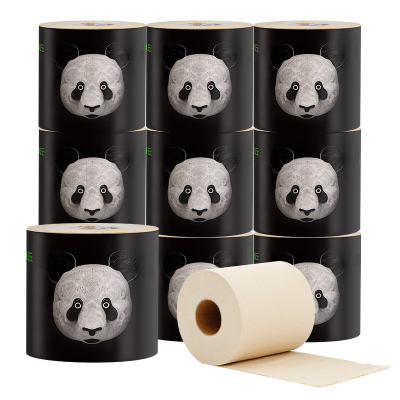 山丘PandaPoo本色家庭装卷纸实惠装卫生间厕纸擦手卫生纸四层有芯卷纸1800g