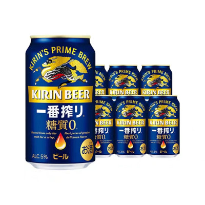 进口啤酒 麒麟KIRIN一番榨无糖0无糖啤酒黄啤 350ml*6罐