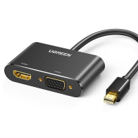 绿联Mini DP转HDMI VGA转接线 18cm4K黑 20422