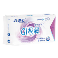 ABC瞬吸云棉0.1极薄棉柔加长甜睡夜用卫生巾420mm*3片*3包