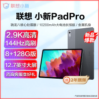 联想小新Pad Pro 12.7英寸 骁龙870 8G+128G 鸽子灰 保护夹套装 2.9K高清屏 144Hz高刷 轻薄金属机身 大电池长续航 平板电脑网课学习机 苏宁自营旗舰