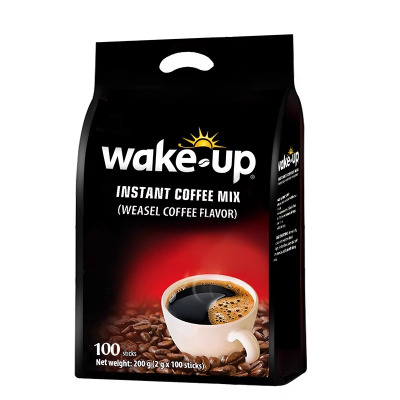 越南进口威拿速溶黑咖啡猫屎咖啡味wakeup100条