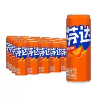 可口可乐(Coca-Cola)芬达 Fanta 橙味汽水 摩登罐 碳酸饮料 330ml*24罐 整箱装