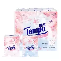 得宝(TEMPO)手帕纸樱花味4层*7张*12包/条*3条