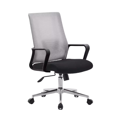 迅迈 灰背+黑垫转椅 办公椅 会议椅 会客椅 培训椅 钢架椅网布舒适电脑椅