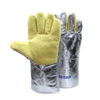 安百利 耐高温手套500度 铝箔隔热手套芳纶加厚分指防烫伤劳保手套 36厘米ABL-S521