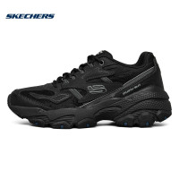 斯凯奇(Skechers)男鞋2024春秋新款增高老爹鞋厚底复古机甲鞋休闲鞋黑色户外运动鞋