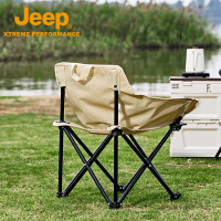 Jeep吉普户外露营写生耐脏成人小号月亮椅钢管高承重可收纳便携折叠椅