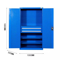 迅迈 [蓝色]内二抽工具柜+背网 重型工具柜 加厚移动收纳工具车 汽修工厂车间铁皮五金工具柜子推车