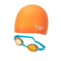 速比涛(Speedo)平光泳镜 24春季新款游泳训练比赛装备眼镜青少年泳镜泳帽套装 8-093021288