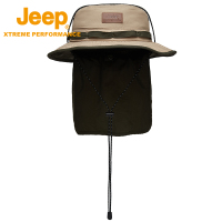 Jeep吉普钓鱼帽子夏季男UPF50+防紫外线透气渔夫帽加大帽檐可调节