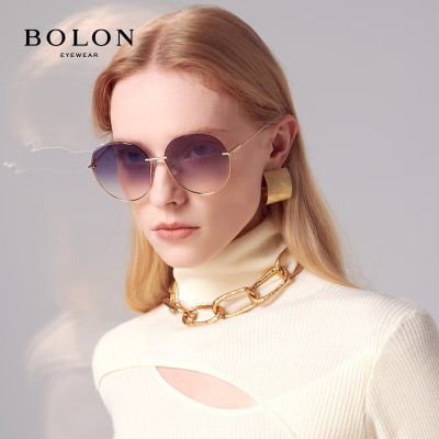 暴龙(BOLON)眼镜太阳镜个性时尚墨镜金属女士眼镜BL7173A63-上灰下粉渐进