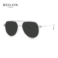 BOLON暴龙眼镜飞行员偏光太阳镜板材男女墨镜潮BL5063 C91-镜片灰色/镜框透明