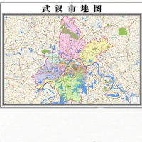 地图挂图带框办公室墙面装饰画 武汉市交通图60*80cm