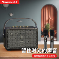 纽曼N117 无线蓝牙音箱手提便携式大功率复古音响超重低音炮桌面环绕播放器黑色双麦版